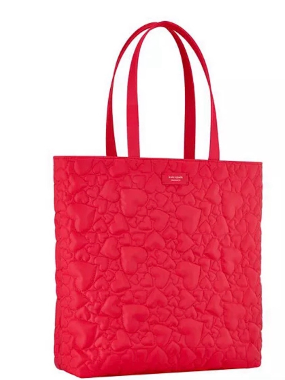 kate spade red quilted heart-pattern tote